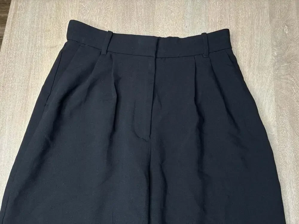 Abercrombie A&F Sloane Tailored Wide Leg Pant Black Size 27
